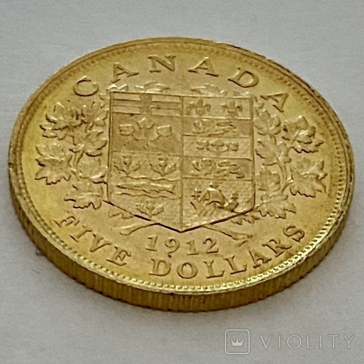 5 долларов. 1912. Георг V. Канада (золото 900, вес 8,37 г), фото №6