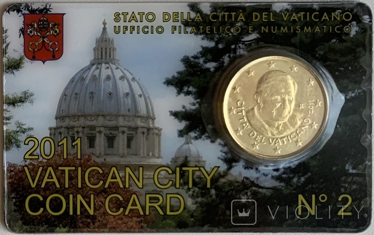 50 євро центів Ватикан 2011 в карточці/50 euro cent Vatican 2011 in coincard, фото №5