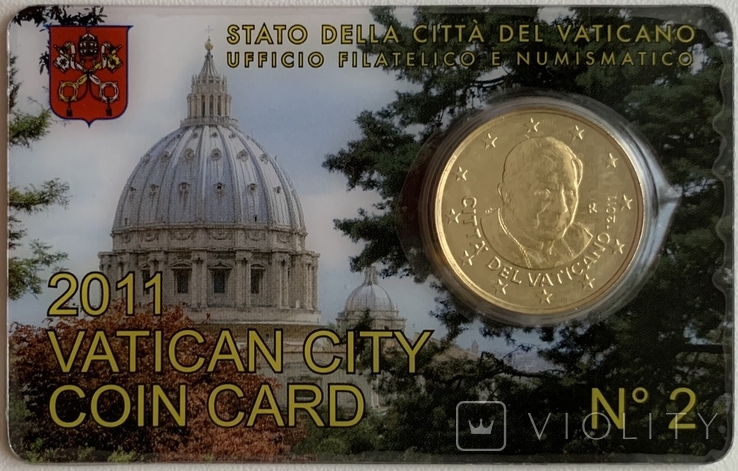 50 євро центів Ватикан 2011 в карточці/50 euro cent Vatican 2011 in coincard, фото №6