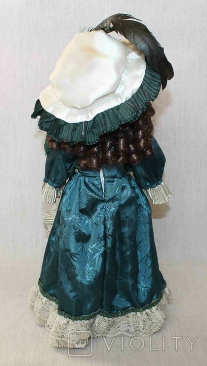 Винтажная фарфоровая кукла на подставке 41 см, numer zdjęcia 9