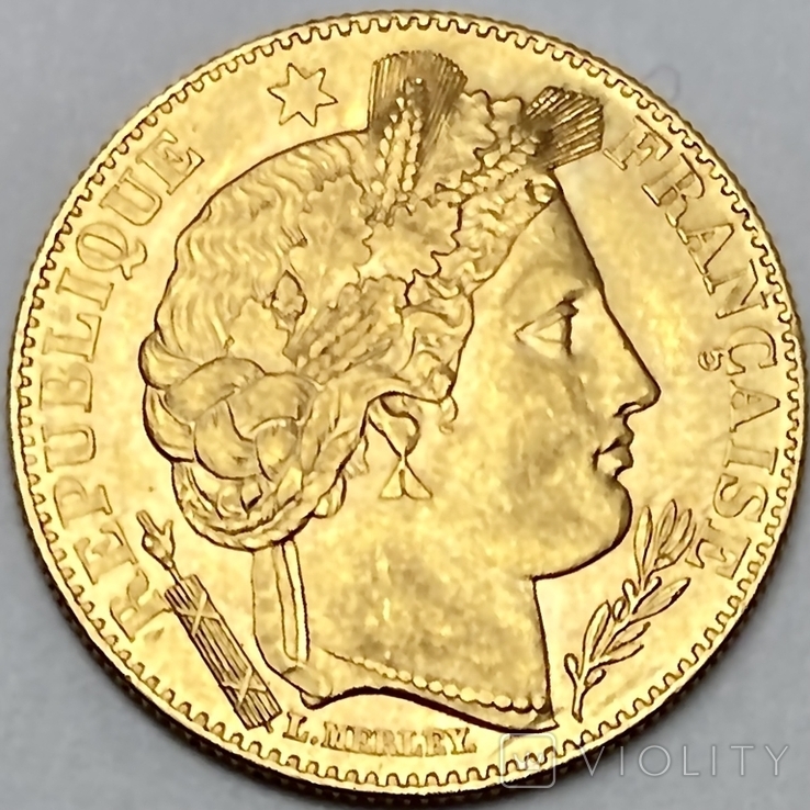 10 франков. 1899. Франция (золото 900, вес 3,21 г)