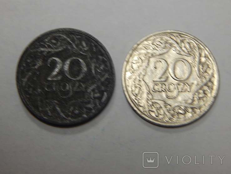 2 монеты по 20 грошей, 1923 г Польша