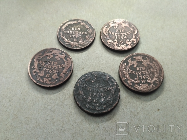 Монеты крейцеры 5шт. (без резерва), фото №4