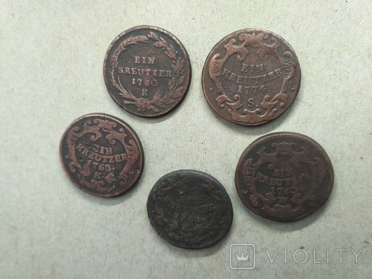 Монеты крейцеры 5шт. (без резерва), фото №5