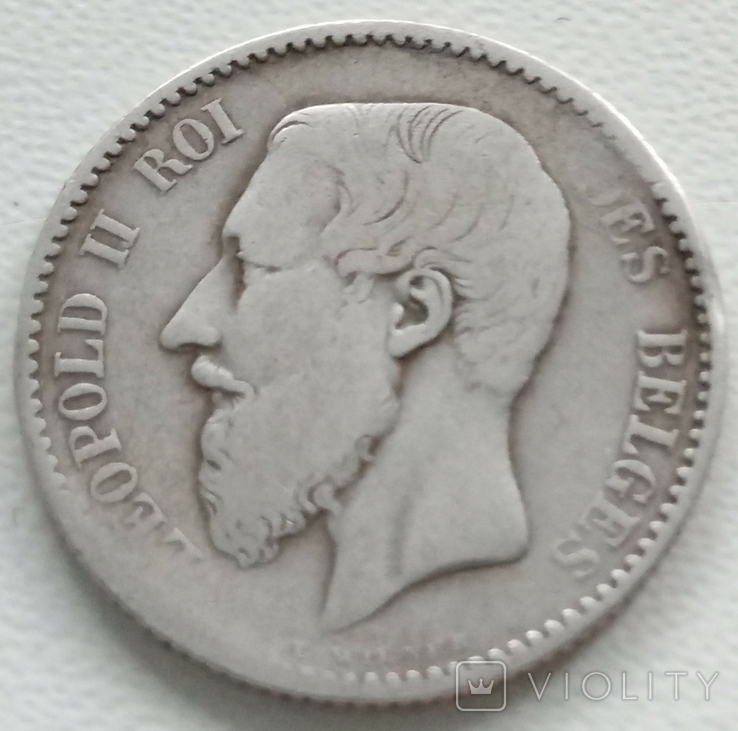 Бельгия 1 франк 1886 года, фото №3