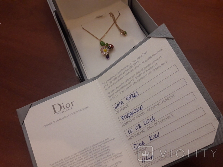 Оригинальная золотая подвеска Dior c бриллиантом и аметистом., numer zdjęcia 5