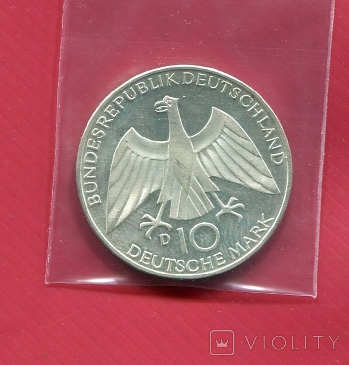 Германия ФРГ 10 марок 1972 серебро Олимпиада, фото №3
