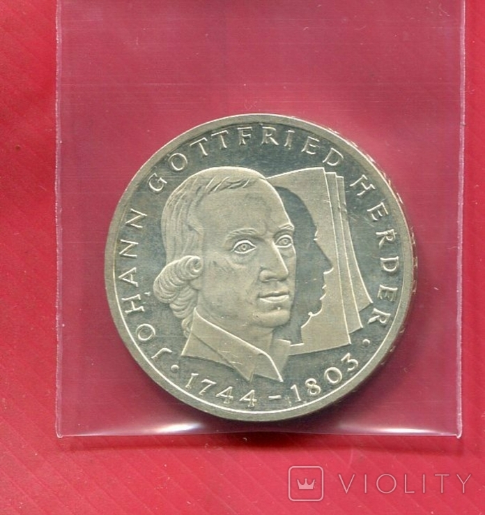 Германия ФРГ 10 марок 1994 серебро Готтфрих Хердер, фото №2