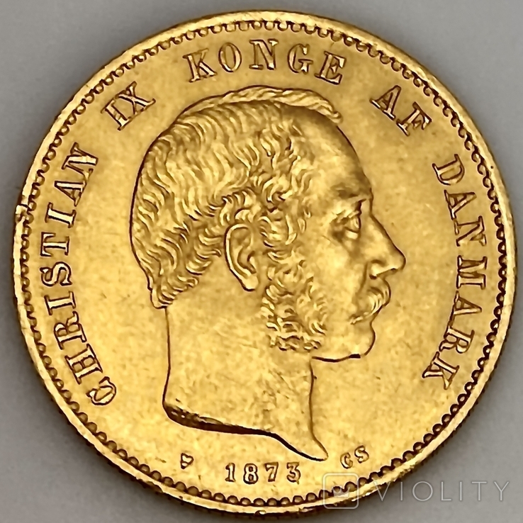 20 крон. 1873. Кристиан IX. Дания (золото 900, вес 8,97 г)