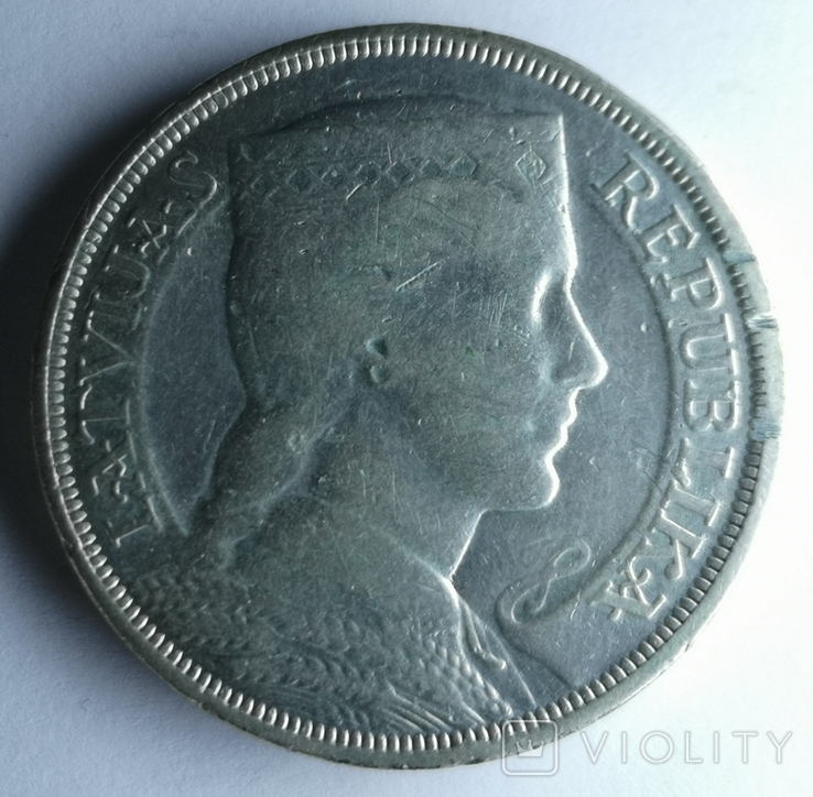 Латвия 5 латов 1929 серебро, фото №4