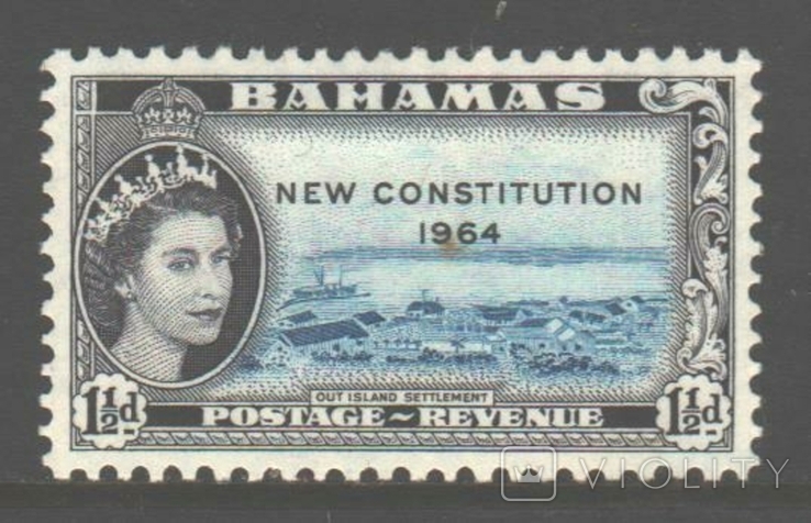 Брит. колонии. 1964. Багамы, надпечатка 1 1/2 п. *.