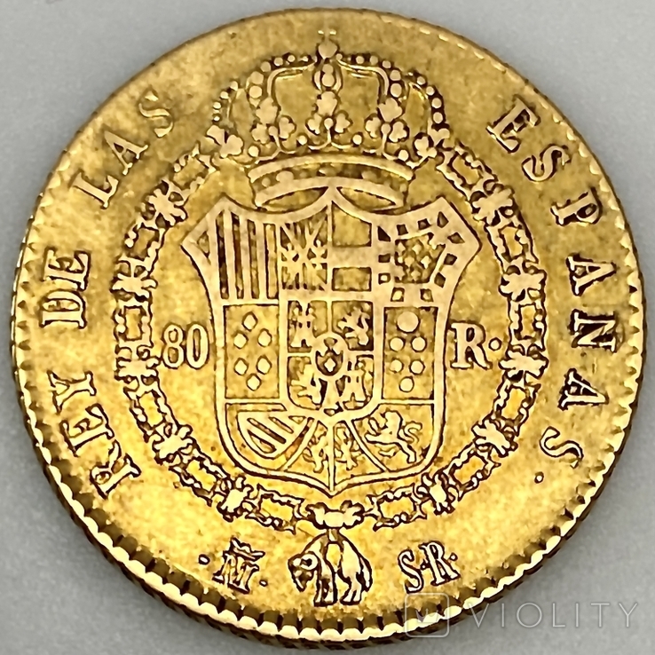 80 реалов. 1822. Фердинанд VII. Испания (золото 875, вес 6,64 г), фото №8