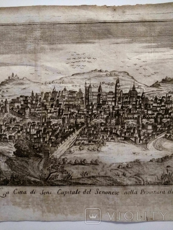 1758 Сенс Шампань Франция (карта план 37х21 Верже) СерияАнтик, фото №5