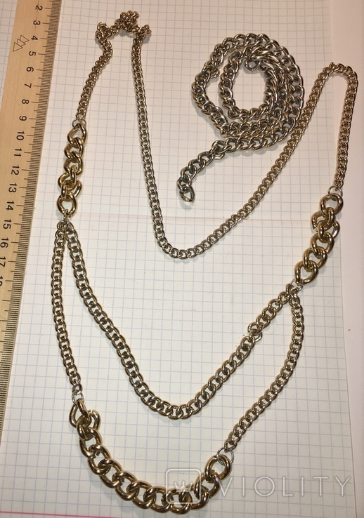 Набор: ожерелье, цепь + цепь без застёжки / СССР, 1980е, фото №3