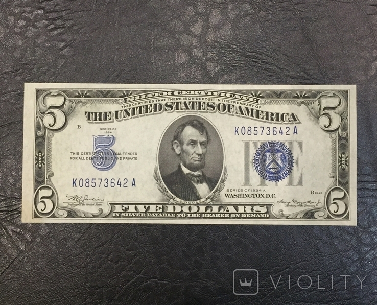 5 1934 Silver certificate