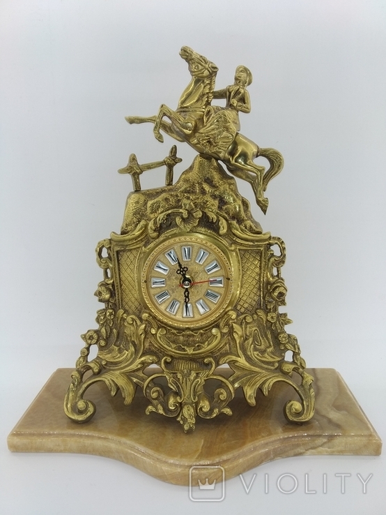 Часы бронза мрамор "Всадник на коне" арт. 0440, фото №3