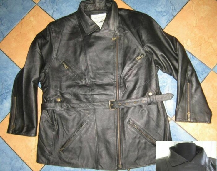 Крутая женская кожаная куртка — косуха с поясом Miss Joy. Англия. Лот 178, фото №6