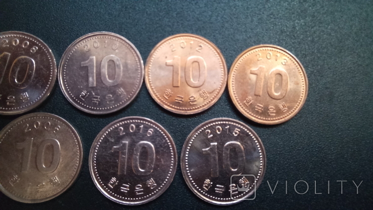 Южная Корея. 10 новых вон. Погодовка - 7 монет, фото №4