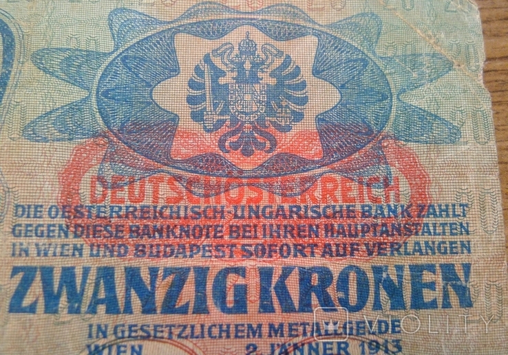 20 Kronen Deutschoesterreich 1913, фото №3