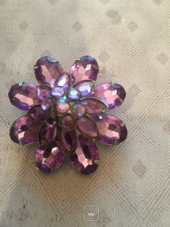 Брошь объемная фиолетовый цветок, фото №3