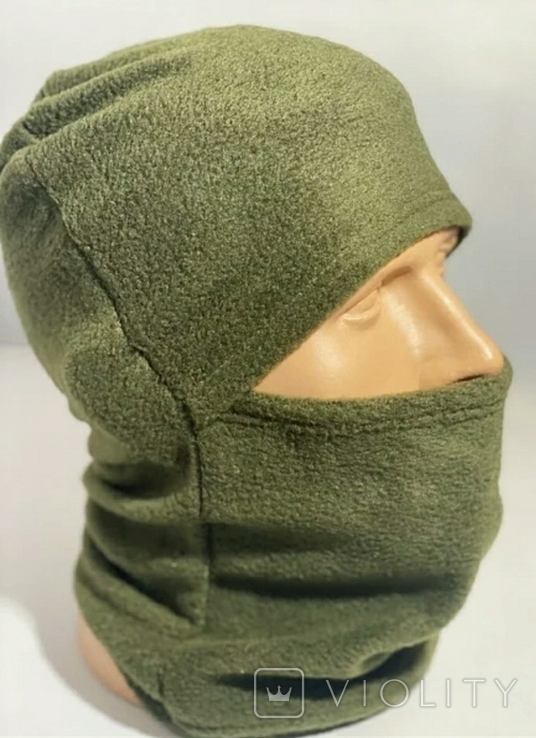Балаклава флис олива маска подшлемник шапка, фото №2