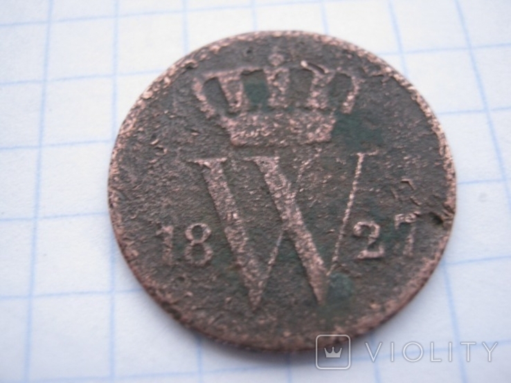 1 цент 1827 рік Нідерланди., фото №3
