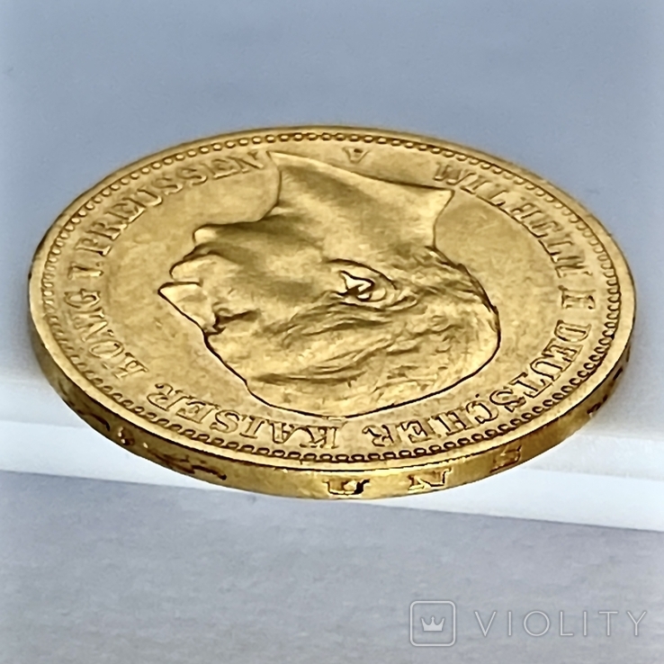 20 марок. 1889. Старый герб. Пруссия (золото 900, вес 7,96 г), фото №5