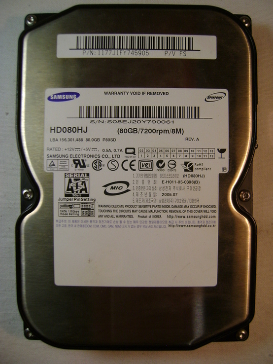 Жосткий диск SATA 80GB