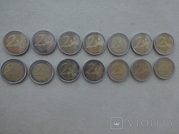 Монети номіналом 2 ЕВРО 11 країн Европи (14 штук,всі різні)., фото №3