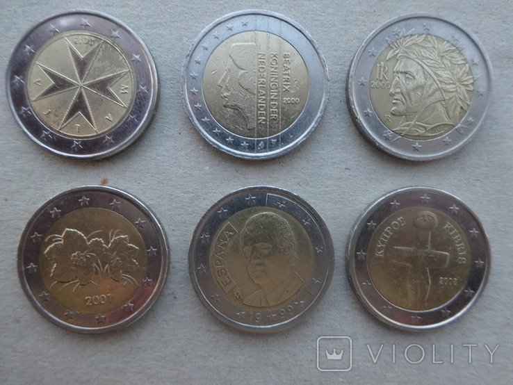 Монети номіналом 2 ЕВРО 11 країн Европи (14 штук,всі різні)., фото №5
