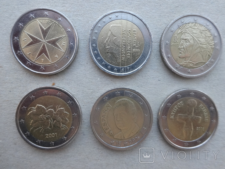 Монети номіналом 2 ЕВРО 11 країн Европи (14 штук,всі різні)., фото №6