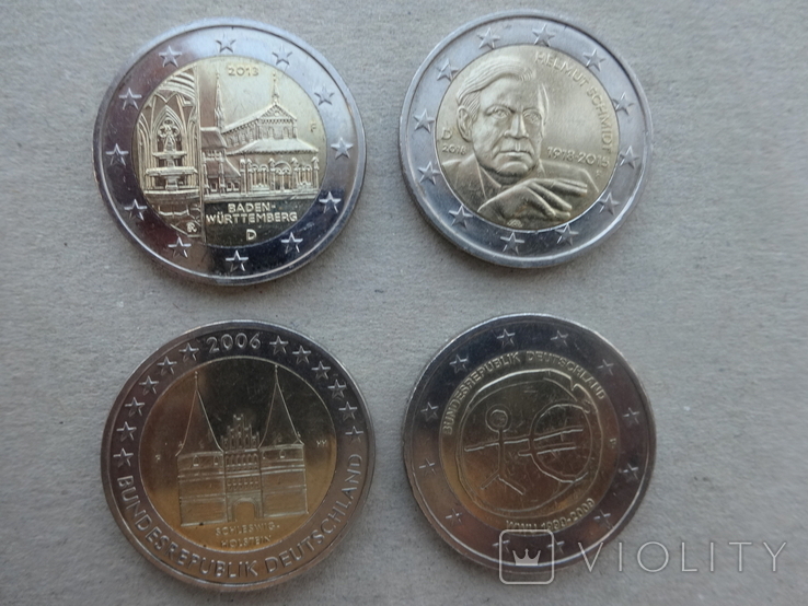 Монети номіналом 2 ЕВРО 11 країн Европи (14 штук,всі різні)., фото №7