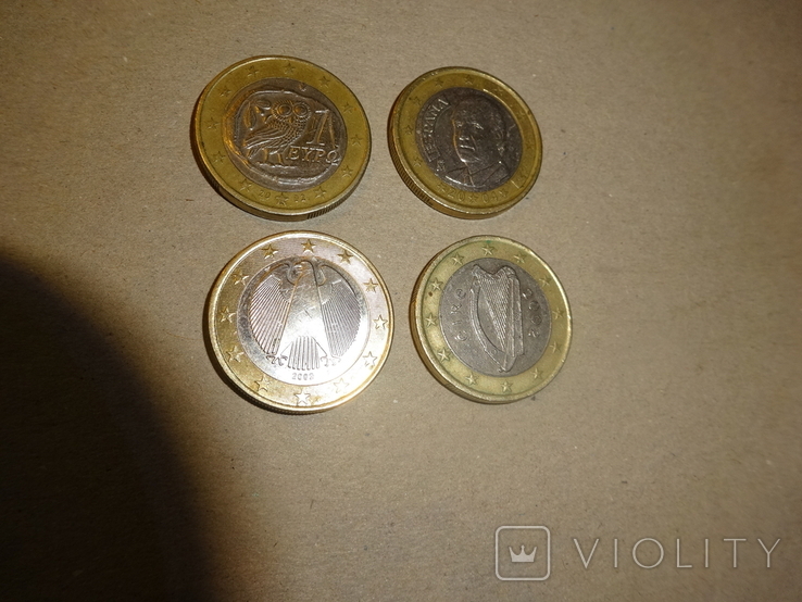 Монети номіналом 1 ЕВРО 14 країн Европи (14 штук,всі різні)., фото №6