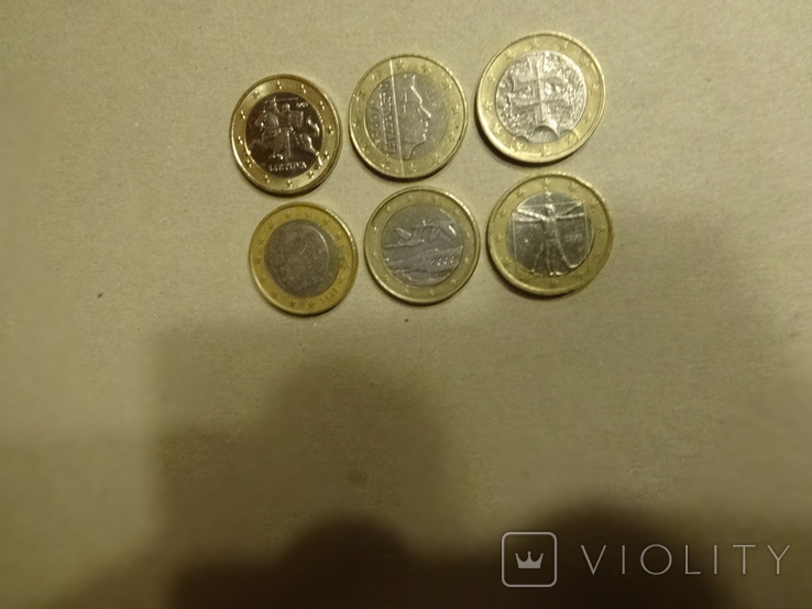 Монети номіналом 1 ЕВРО 14 країн Европи (14 штук,всі різні)., фото №13