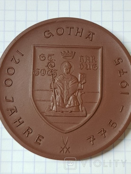 Настольная медаль Мейсен 1200 лет Гота, фото №3