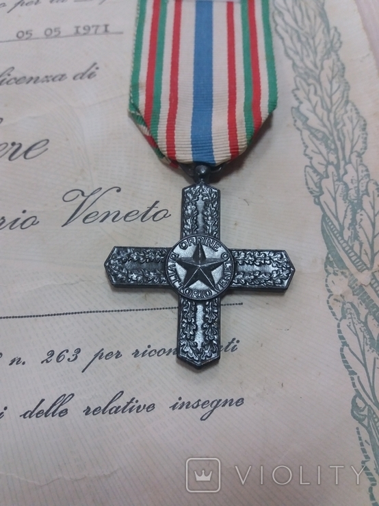 Орден Vittorio Veneto с наградным листом, фото №3