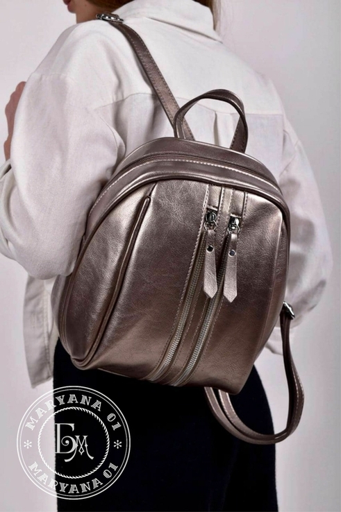 Модный женский рюкзак / бронза, photo number 2