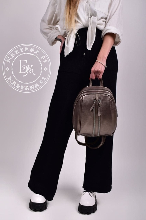 Модный женский рюкзак / бронза, photo number 8