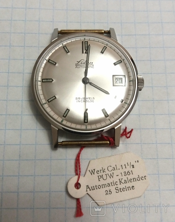 Новые немецкие часы Lubra, автоподзавод, Incabloc, 60- е годы, фото №3