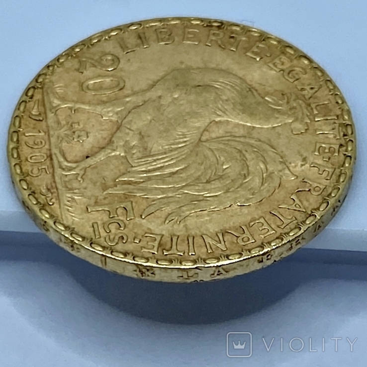 20 франков. 1905. Франция. Петух (золото 900, вес 6,45 г), фото №9