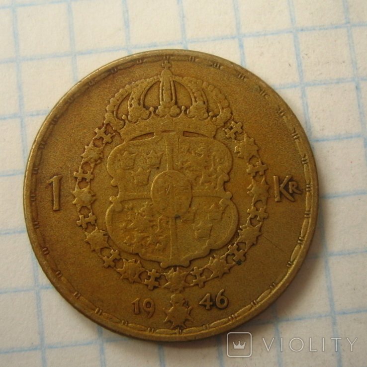 Швеция 1 крона, 1946, фото №8