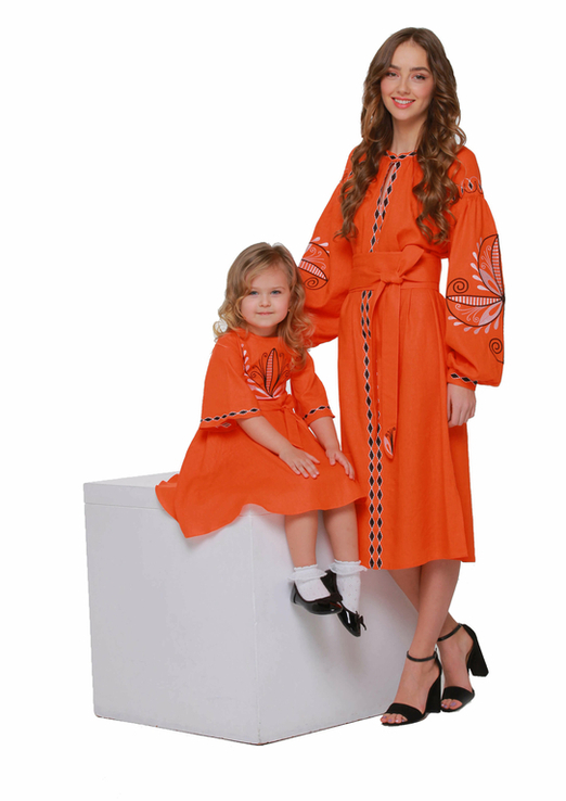 Дитяча сукня вишиванка Пробудження помаранчева, фото №3