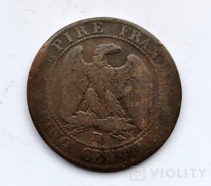 Франция 5 сантимов 1854, фото №3
