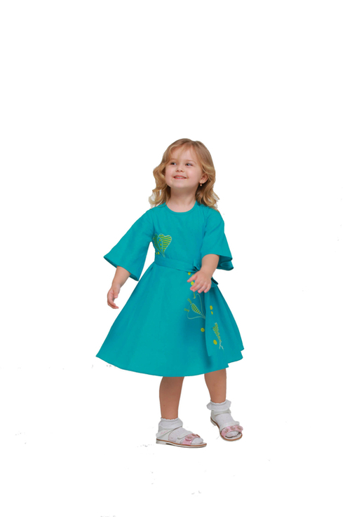 Дитяча сукня вишиванка Первоцвіт бірюзова, фото №2