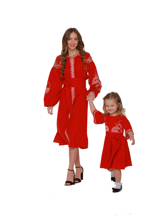 Дитяча сукня вишиванка Веснянка бордо, фото №4