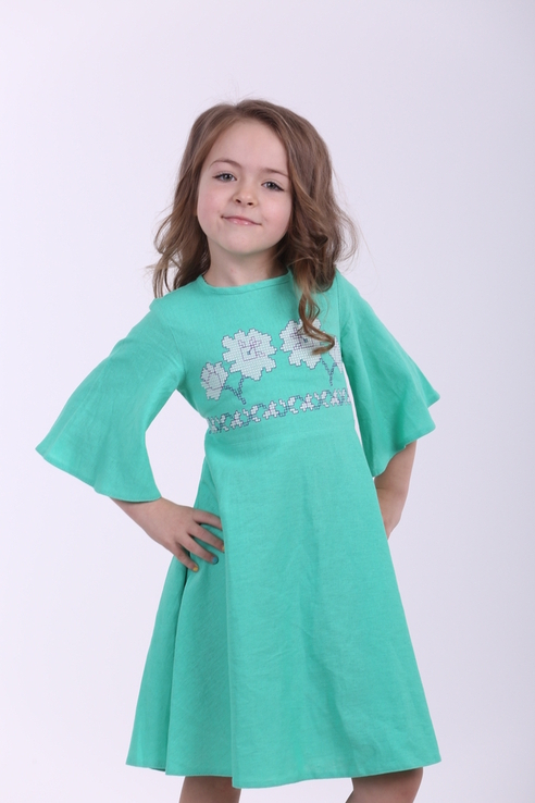 Дитяча сукня вишиванка "Невісточка" м'ята, фото №2