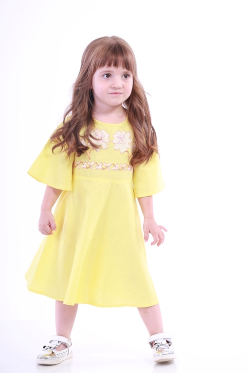 Дитяча сукня вишиванка "Невісточка" жовта, фото №3