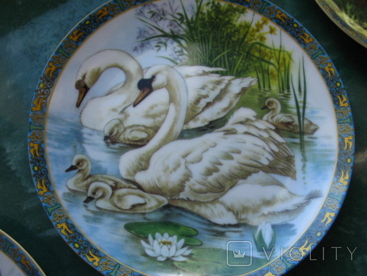 Декоративная настенная тарелка лебеди, фото №2
