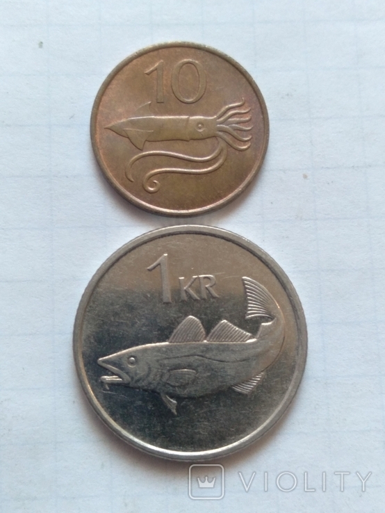 Монеты Исландии 2 штуки, фото №2