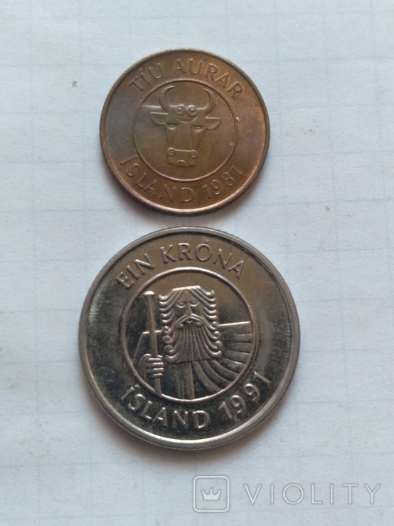 Монеты Исландии 2 штуки, фото №3